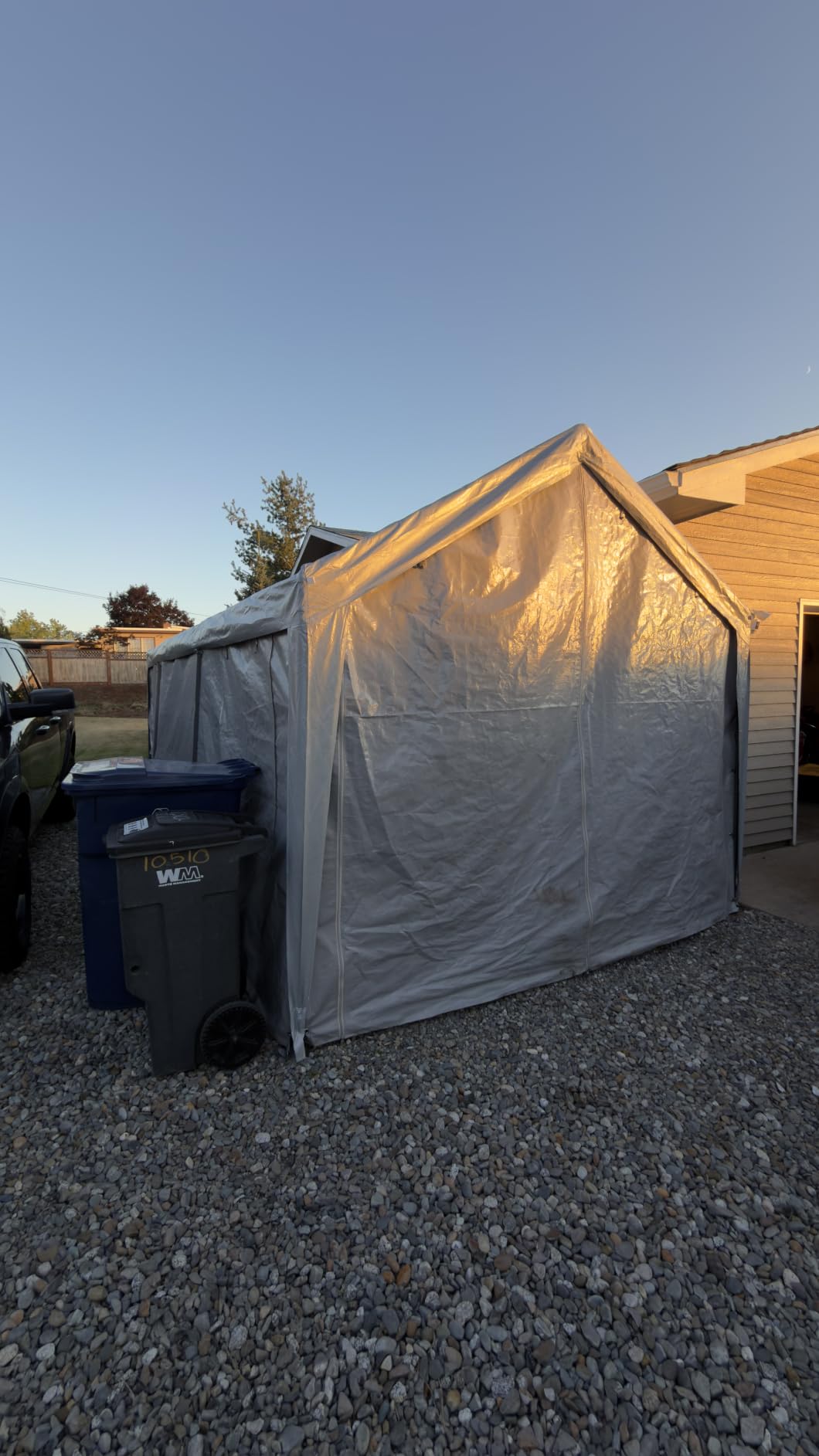 VEVOR Carport Replacement Canopy Cover Top + Side Wall 10 x 20 ft, Garage Tent Shelter Tarp Heavy-Duty Waterproof & UV Protected, Easy Installation with Ball Bungees,Grey (Frame Not Included) customer photo 1