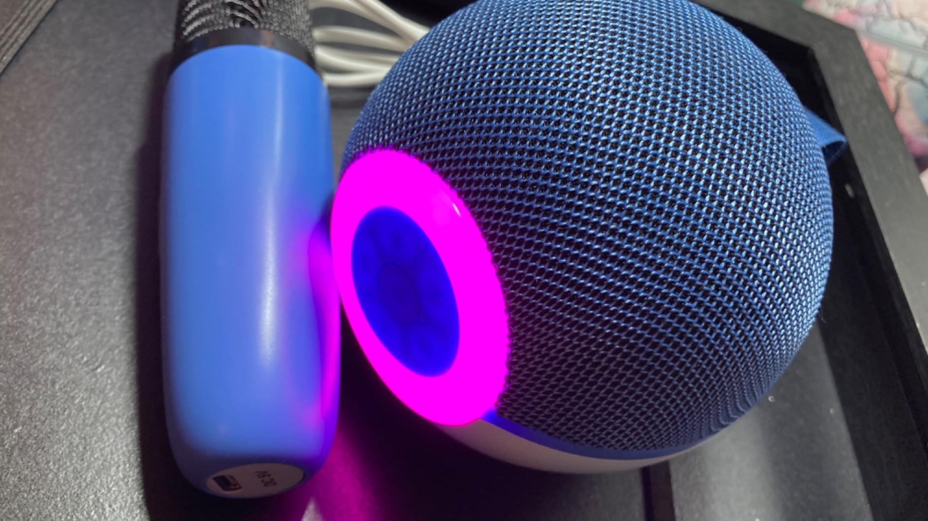 goopow Mini Karaoke Machine Speaker for Kids Adults, Portable Bluetooth Microphone Song Toys with LED Light, Best Chritmas Birthday Festival Gift for 3 4 5 6 7 8+ Year Old Girls Boys (Purple-2MIC) customer photo 2