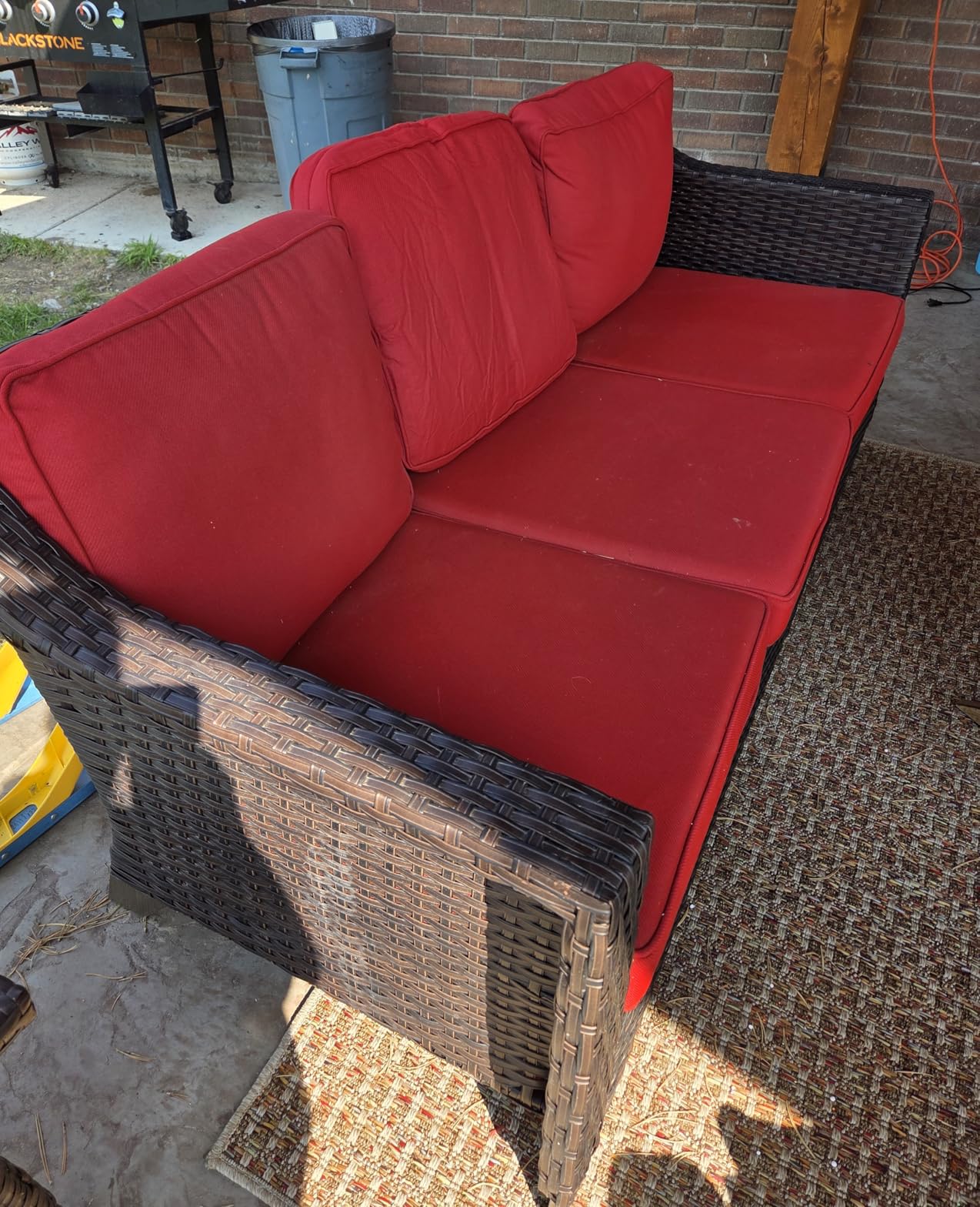 Luxury 3 Seater Outdoor Patio Couch with Handwoven PE Wicker customer photo 1