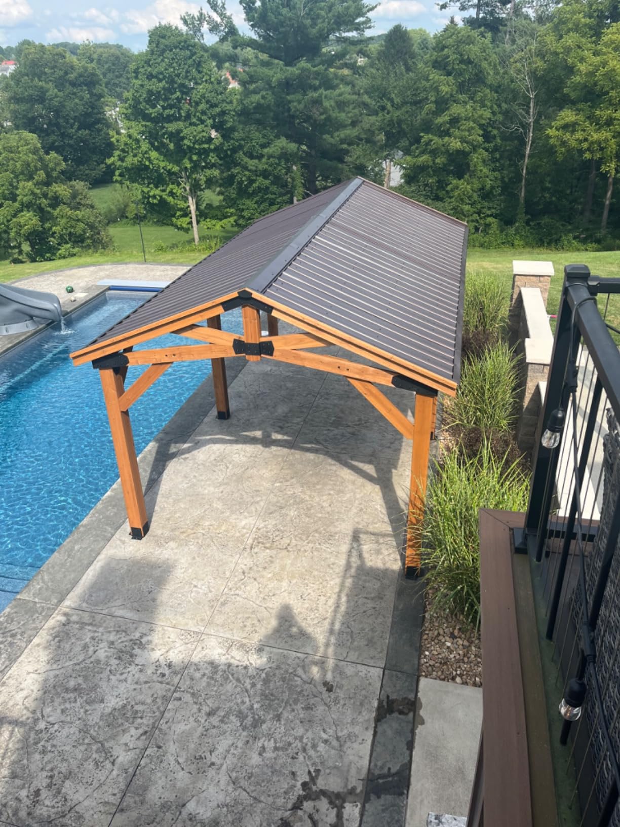 Backyard Discovery Norwood 14' x 10' Cedar Wood Outdoor Gazebo Pavilion with Hardtop Galvanized Steel Peak Roof, Snow Support, Wind Resistance, PowerPort, Shade for Garden, Patio, Deck, Entertaining customer photo 2