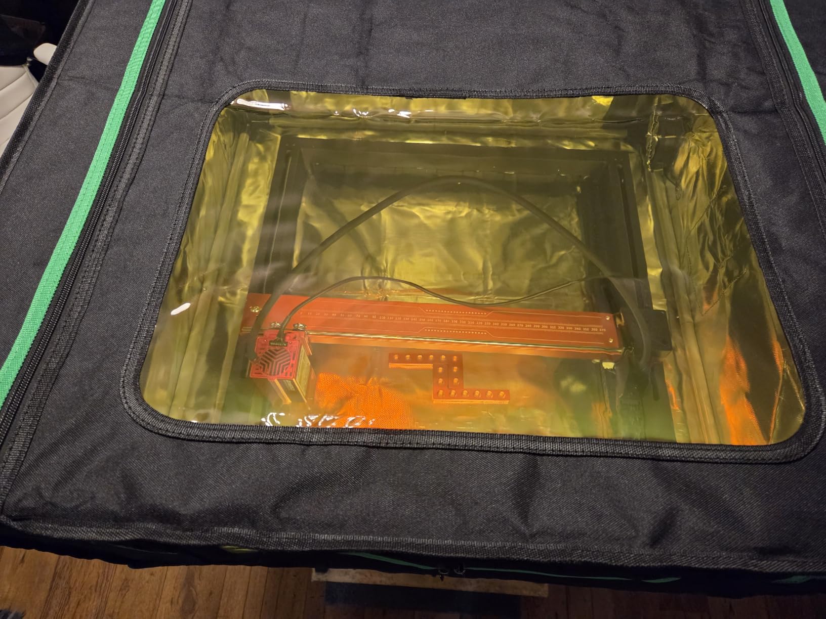 Updated Integrated Laser Engraver Enclosure with LED Light, Ventilation Kit, Cover Tent Fits for Most Laser Cutter, Insulates Against Smoke, Odor and Noise, Eye Protection, 720x720x400mm customer photo 1