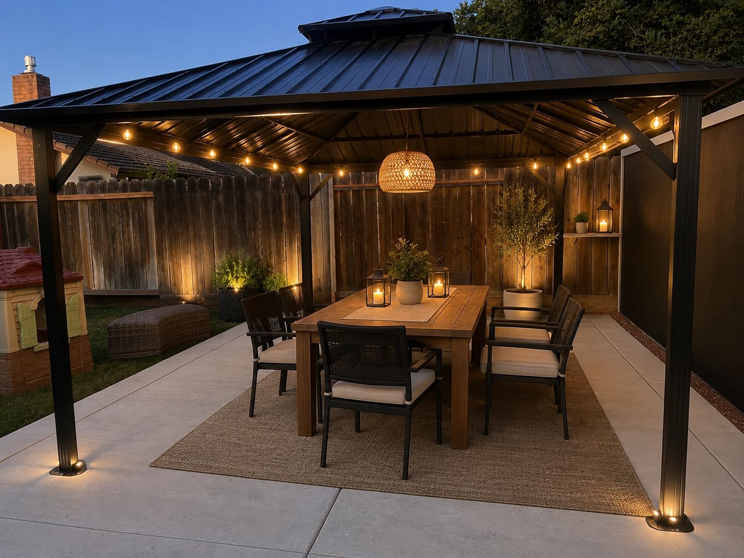 Aoxun 12X12Ft Hardtop Gazebo Metal Gazebo with Galvanized Steel Double Roof customer photo 2