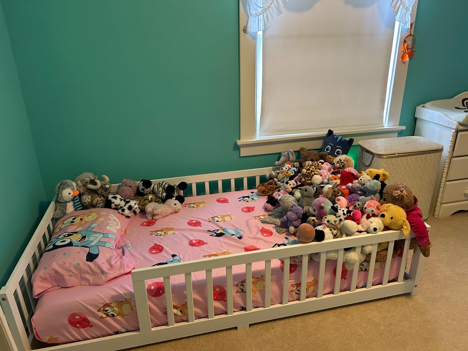 Twin Floor Bed with Slats, Fence and Door, Twin Size Montessori Floor Bed for Kids, Girls, Boys, Easy Assemble Montessori Bed Frame(Twin White) customer photo 1