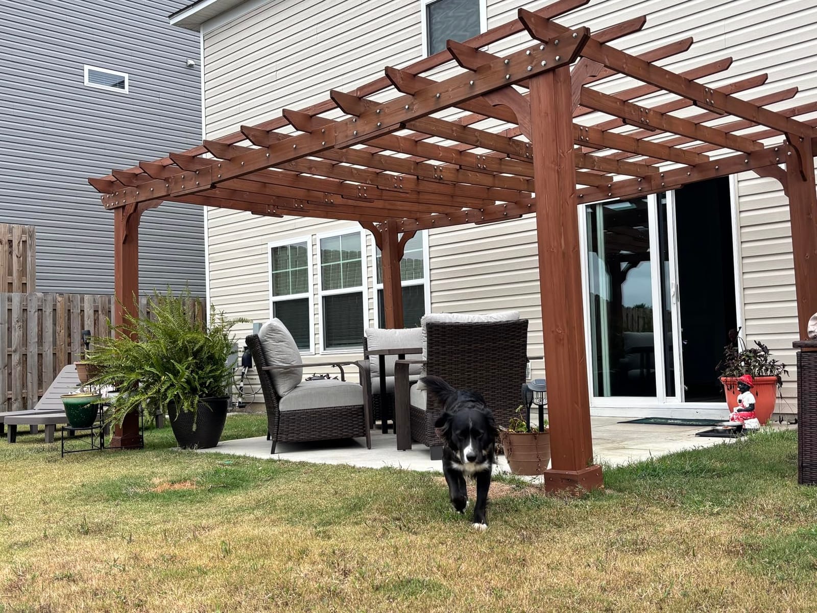 Yardenaler 12 x16 FT Wooden Pergola, Cedar Wood Gazebo with Flat Roof, Outdoor Garden Shelter with Stakes Included, Patio, Deck, Backyard, Lawn customer photo 1