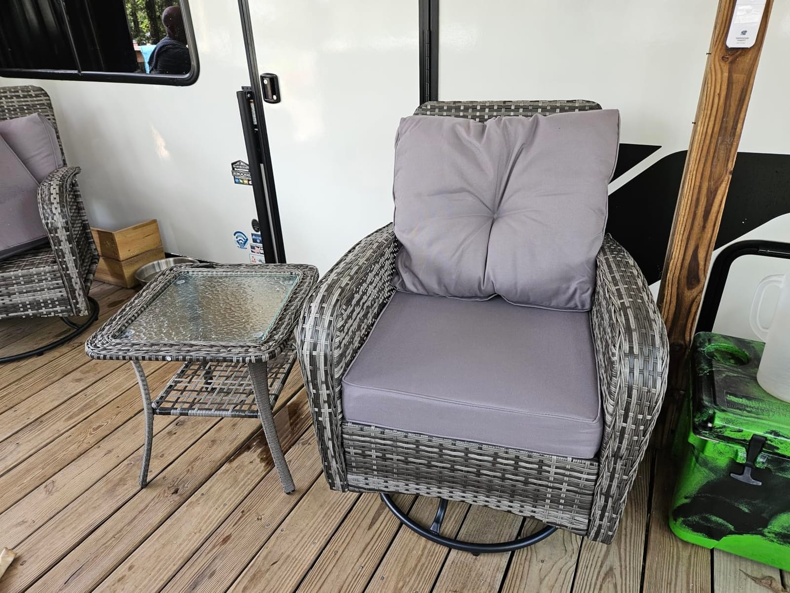 wildformers Luxury Outdoor Swivel Wicker Glider Patio Chairs with Table Set customer photo 1