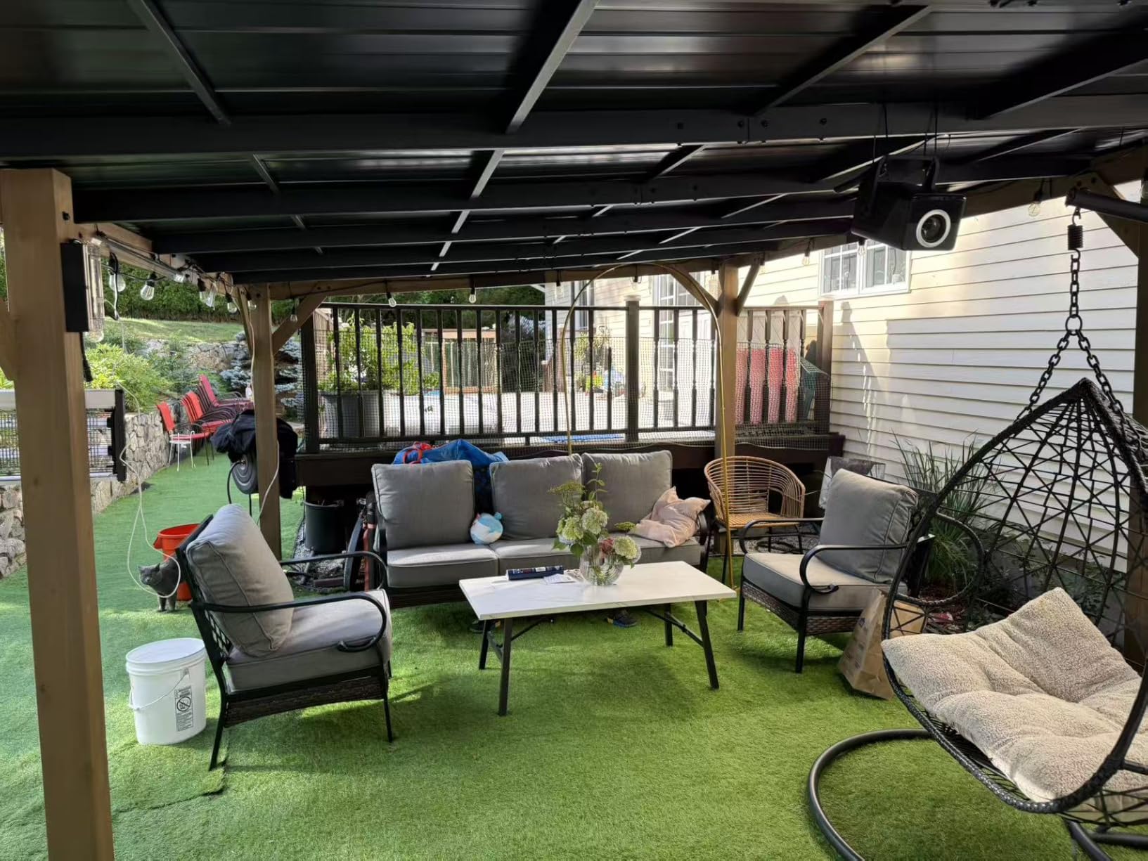 Modern Shade Wood Grill Gazebo 6x12 with USB Charging Power Strip & Shelves customer photo 2