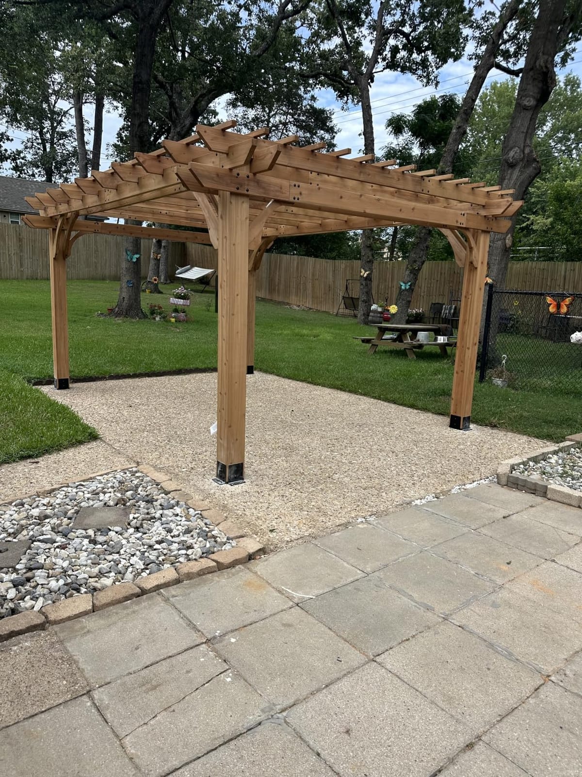 Backyard Discovery Beaumont 24' x 12' Traditional Cedar Wood Pergola Kit with Trellis Roof, All-Season Durability, High-Wind Rating, PowerPort, Shade for Outdoor Patio, Deck, Garden, and Entertaining customer photo 1