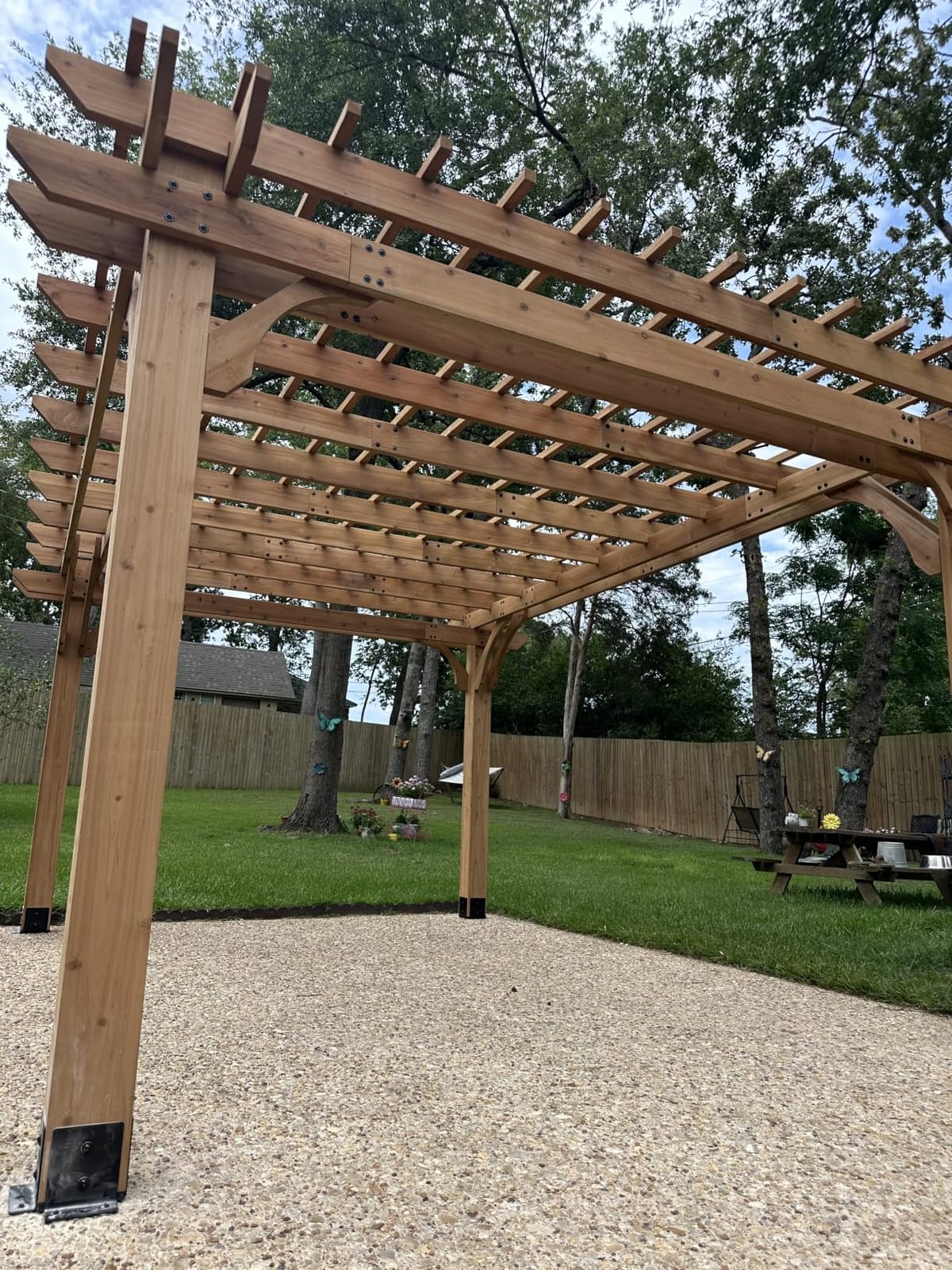 Backyard Discovery Beaumont 24' x 12' Traditional Cedar Wood Pergola Kit with Trellis Roof, All-Season Durability, High-Wind Rating, PowerPort, Shade for Outdoor Patio, Deck, Garden, and Entertaining customer photo 2