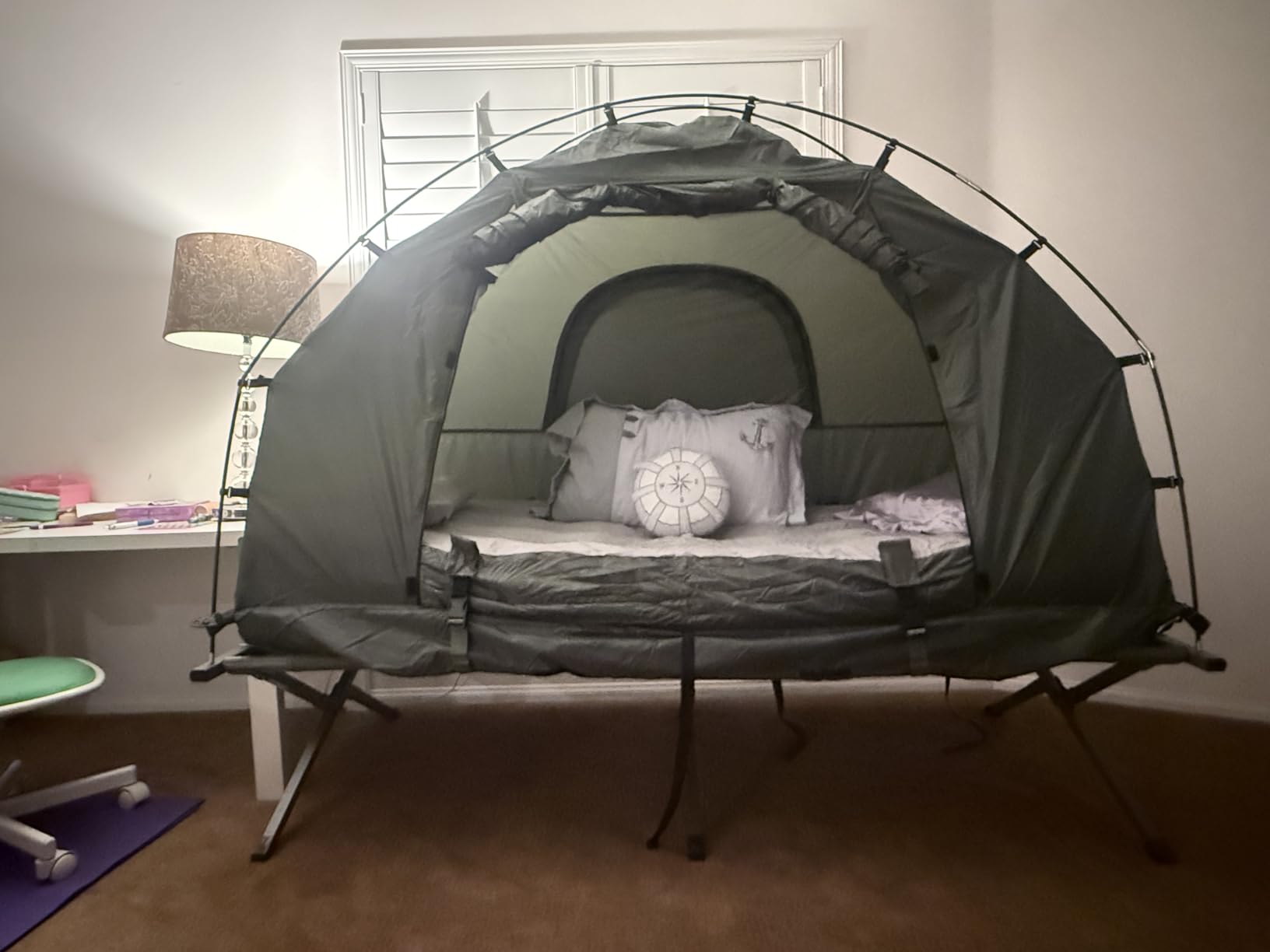 LDAILY Camping Tent Cot, 5 in 1 Off Ground Elevated Tent with Air Mattress, Sleeping Bag & Pillow, Folding Camping Cot Combo with Carrying Bag for Outdoor Hiking, RV, Picnic, Field Backyard (1 Person) customer photo 1