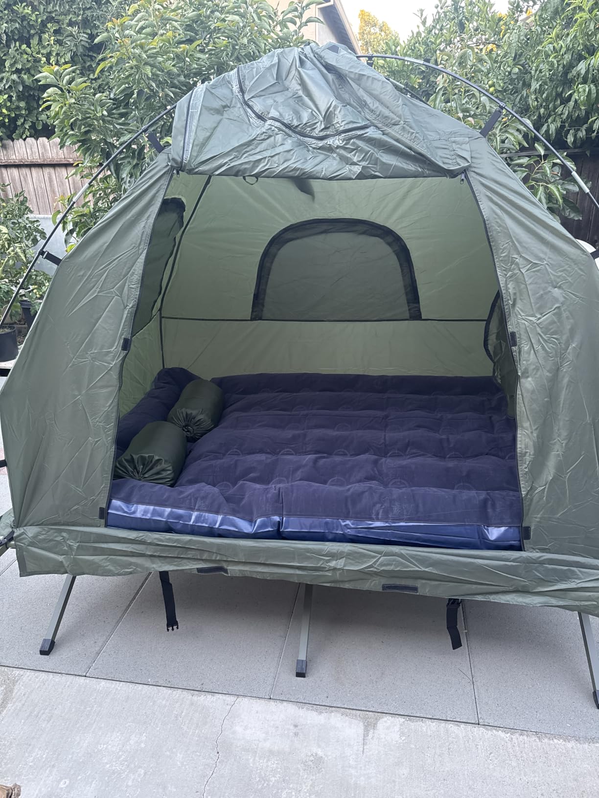 LDAILY Camping Tent Cot, 5 in 1 Off Ground Elevated Tent with Air Mattress, Sleeping Bag & Pillow, Folding Camping Cot Combo with Carrying Bag for Outdoor Hiking, RV, Picnic, Field Backyard (1 Person) customer photo 2