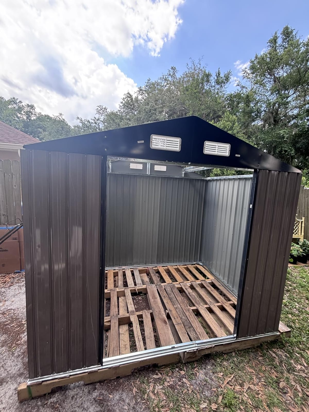 Aoxun 8'x6' Shed with Floor Galvanized Steel Outdoor Storage Shed Brown customer photo 1
