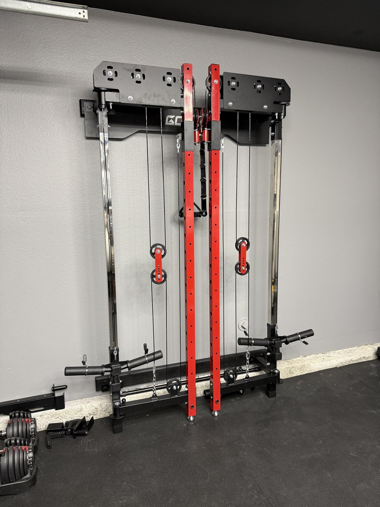WM3-V4 Folding Squat Rack, Wall Mounted Power Rack with Dual Independent Pulley System, Functional Trainer with 5 Adjustable Function Modes for Space Saving customer photo 2