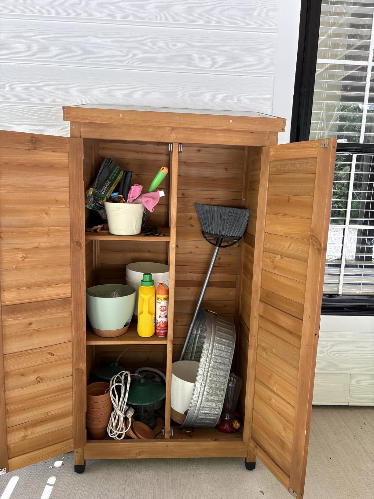 68'' Outdoor Storage Cabinet, Wooden Garden Tool Cabinet with Metal Top customer photo 1