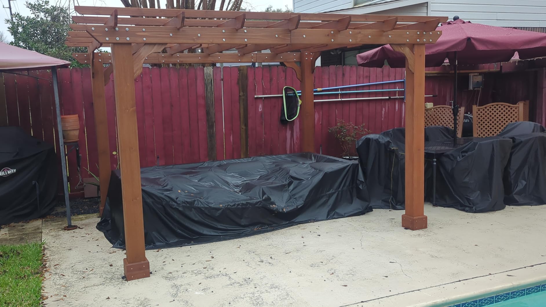MUPATER 12x16 FT All Cedar Wood Wooden Pergola, Pergola Kit with Stakes, Quality Wood Supported Structure, Snow and Wind Supported, Outdoor Garden Shelter with Cedar Framed for Backyard, Deck, Lawn customer photo 1
