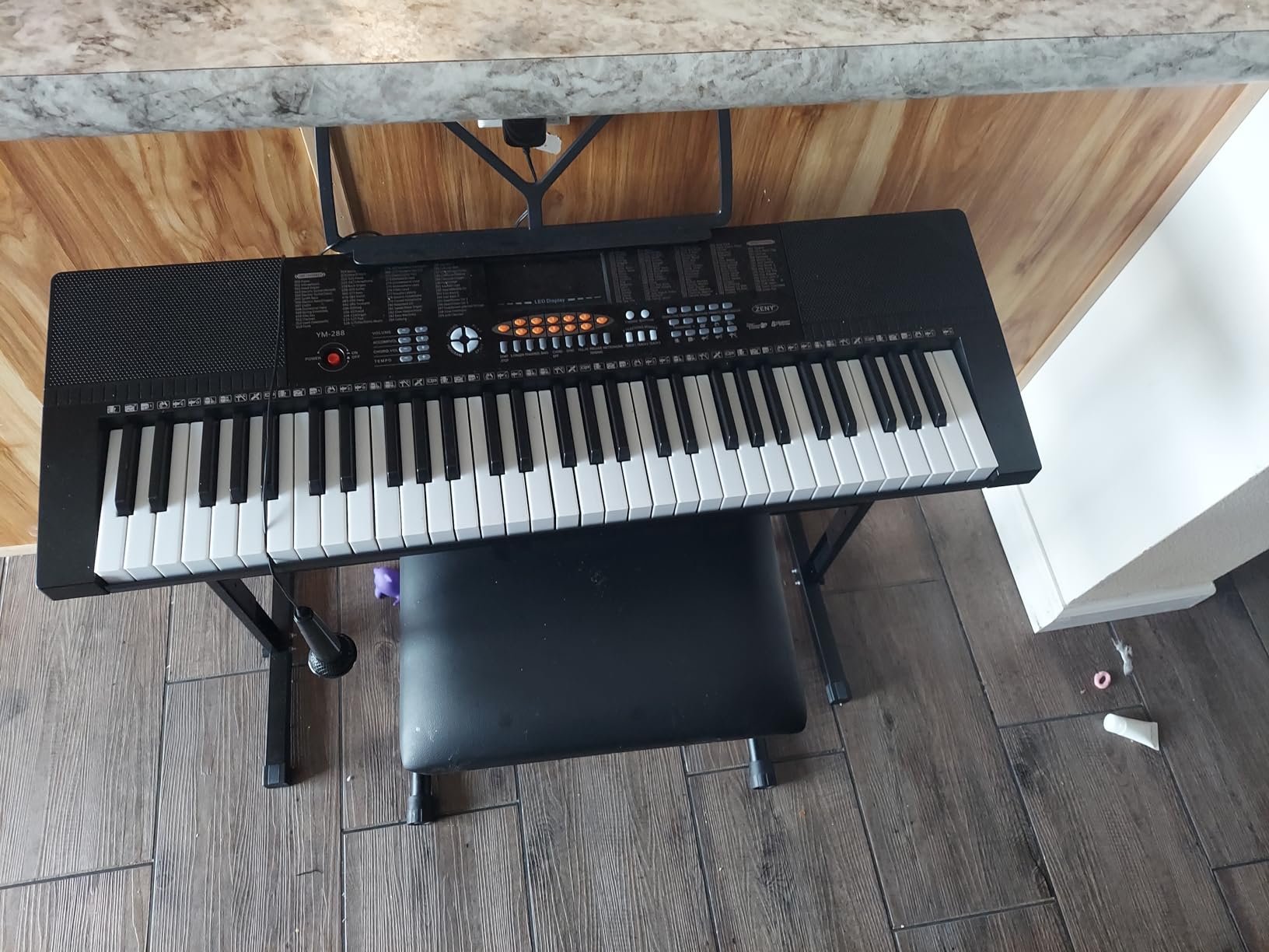 ZENY 61-Key Portable Electric Keyboard Piano with Built In Speakers, LED Screen, Headphones, Microphone, Piano Stand, Music Sheet Stand and Stool (Pink) customer photo 2