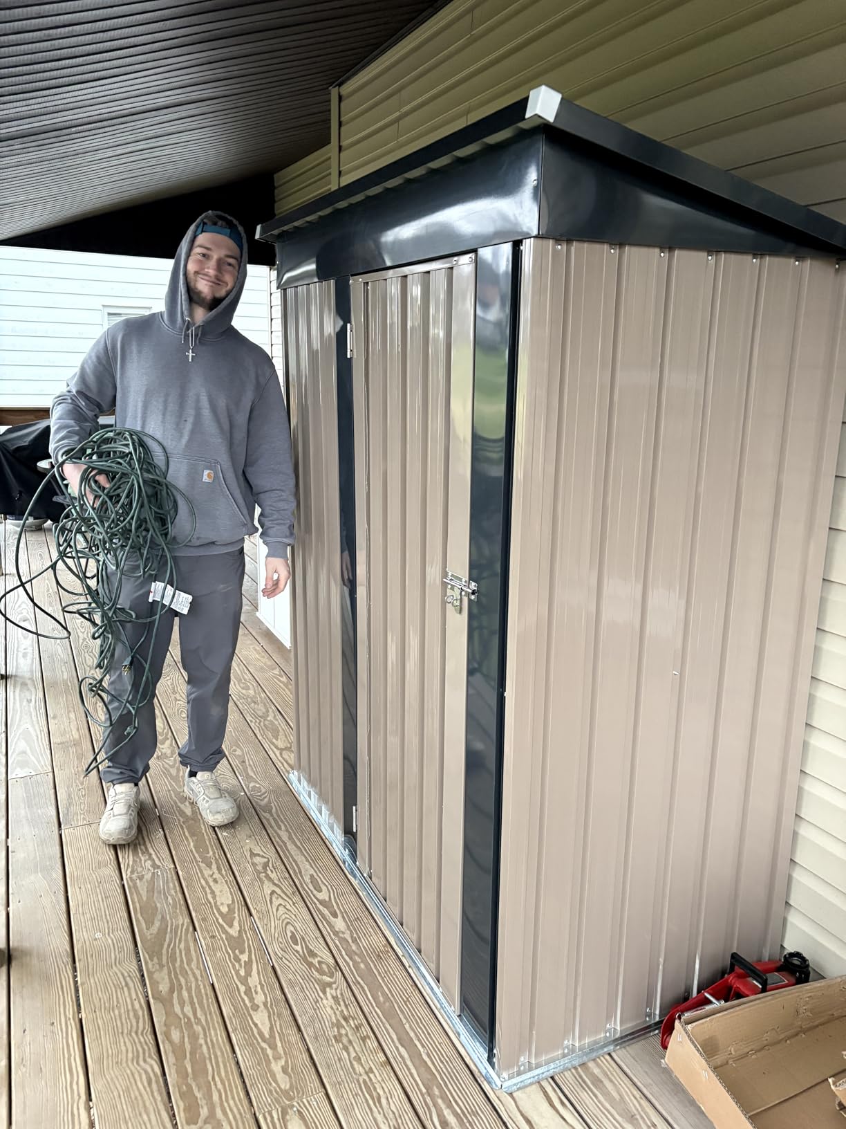 Greesum 10x8FT Outdoor Storage Shed Utility Tool Shed Gray customer photo 2