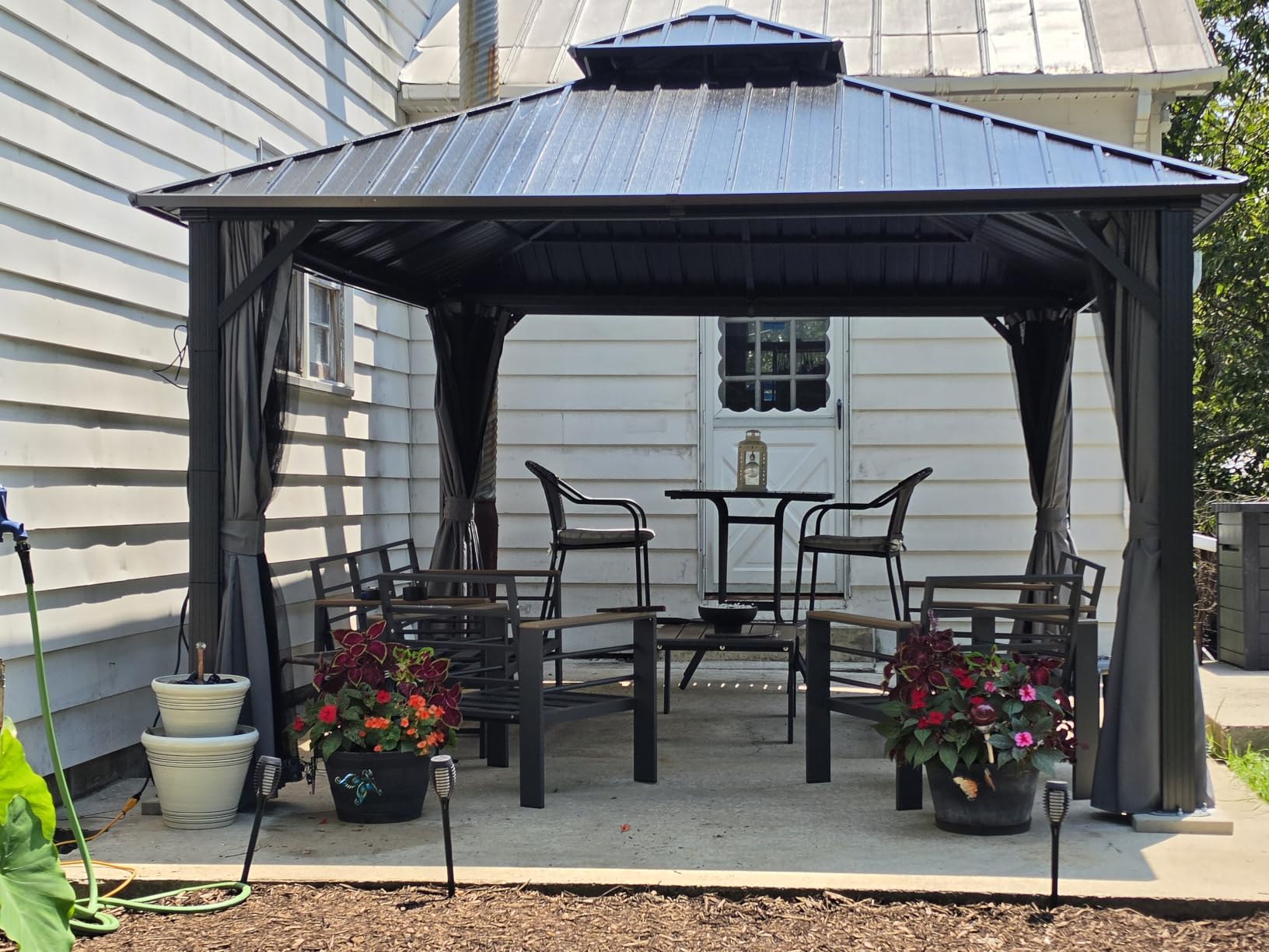 Aoxun 12X16Ft Hardtop Gazebo Metal Gazebo with Galvanized Steel Double Roof customer photo 2