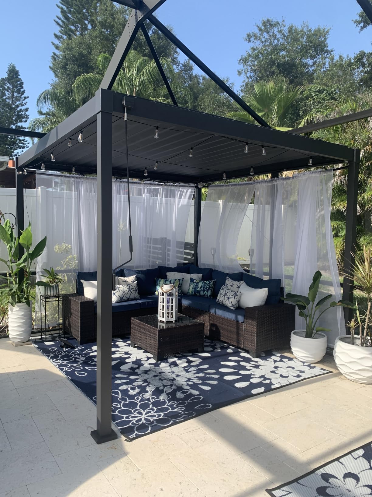 MIRADOR 80S 10'x12' Louvered Pergola with 12FT Shade Screen for Outdoor Deck Lawn Garden Backyard Patio Porch，Charcoal customer photo 1