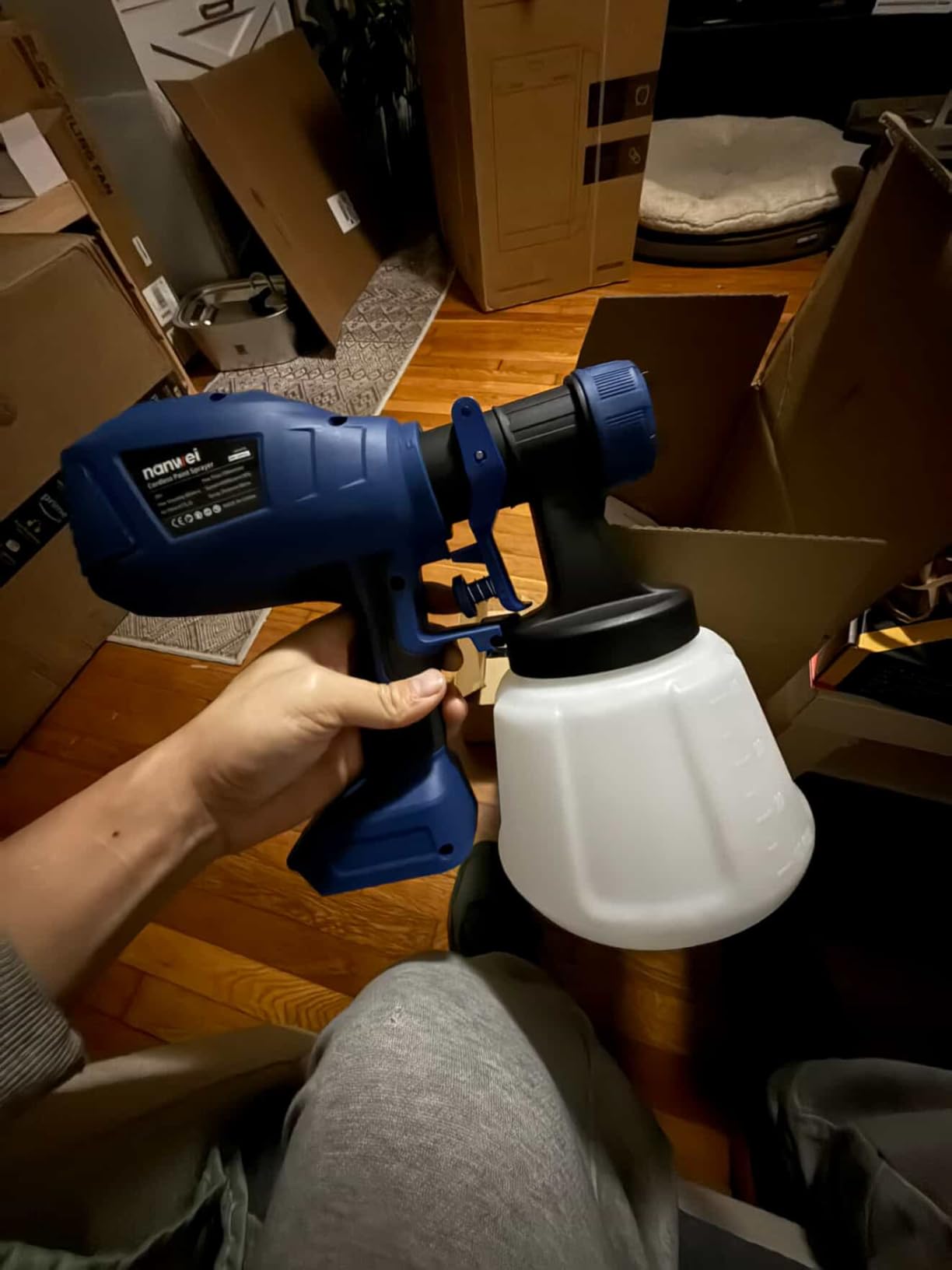 NANWEI Cordless Paint Sprayer – Makta 18V Battery Compatible,1200ML HVLP Paint Spray Gun with 4 Nozzles & 3 Patterns,Paint Sprayer Gun for House Furniture Cabinets Painting (Battery not Included) customer photo 2