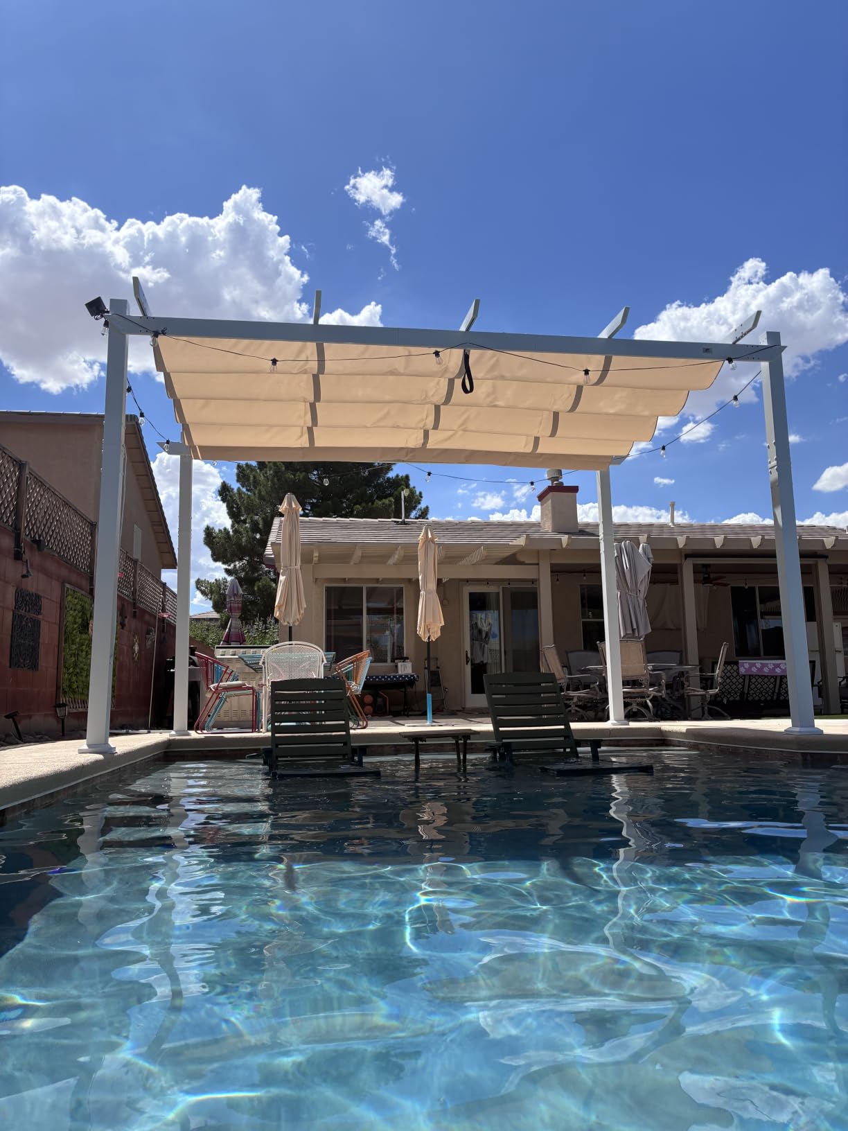 PURPLE LEAF Outdoor Pergola 10' x 13' White Pergola, Double Canopy, White customer photo 2