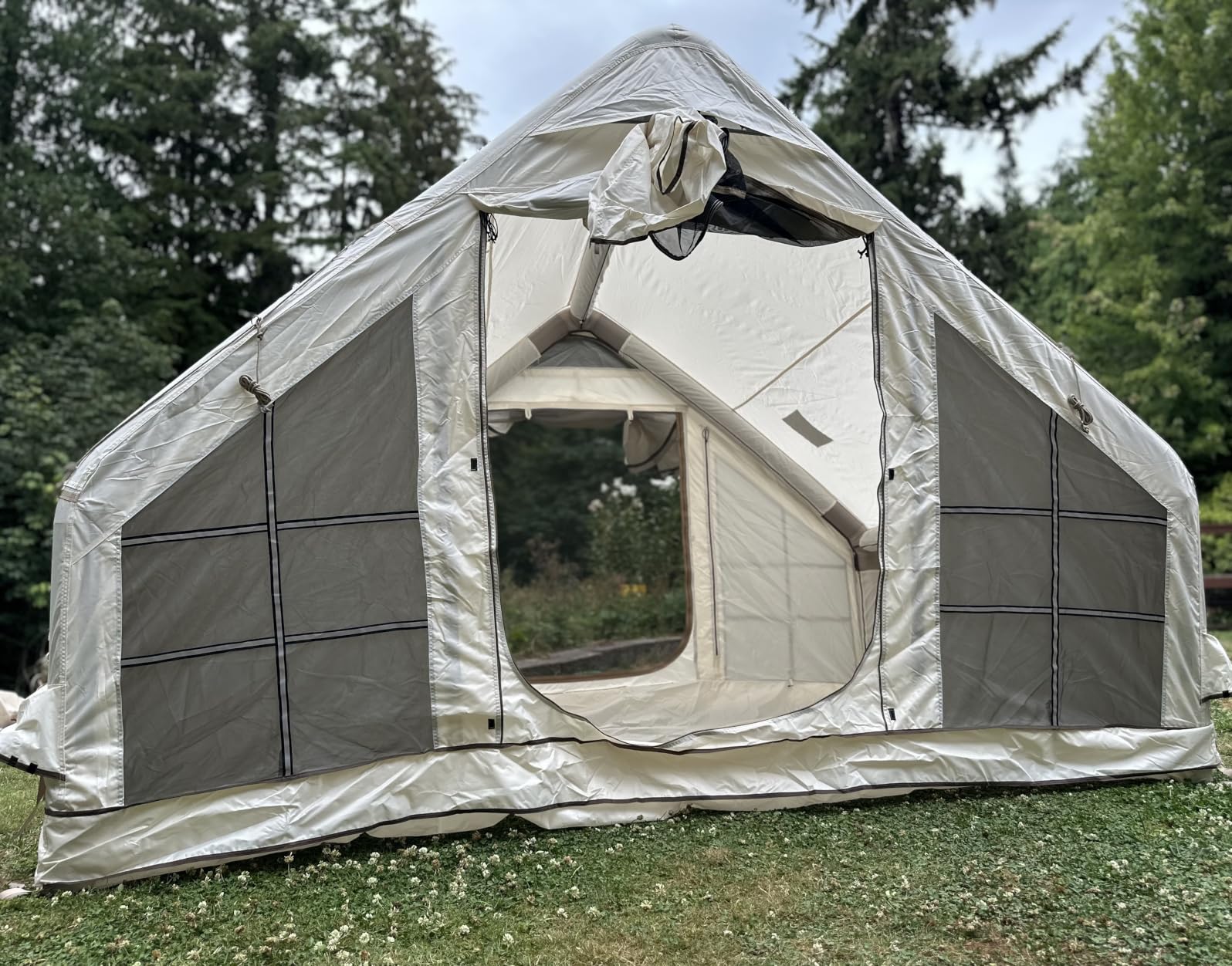 Inflatable Tent with Skylight, Quick Setup Blow Up Tents with Pump, Hot Tent with Stove Jack, 4 Seasons Waterproof Oxford Inflatable Camping House for Adult 4-6 Person customer photo 2