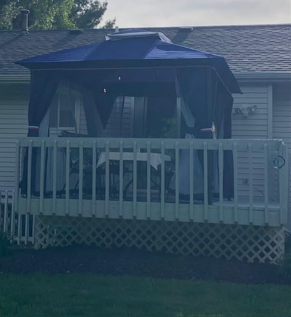 LAUSAINT HOME Patio Gazebo 12'x12', Outdoor Heavy Duty Party Tent Shelter with Double Roofs, Mosquito Nettings and Privacy Screens for Backyard, Garden, Lawn, Cream White customer photo 2