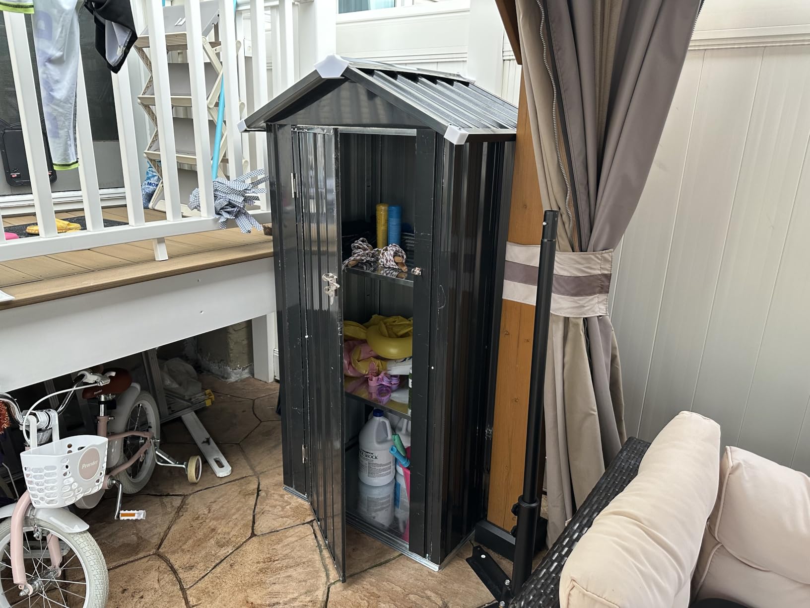 Aoxun Vertical Outdoor Storage Cabinet 2.5’x2’ with Floor & Shelves Black customer photo 2