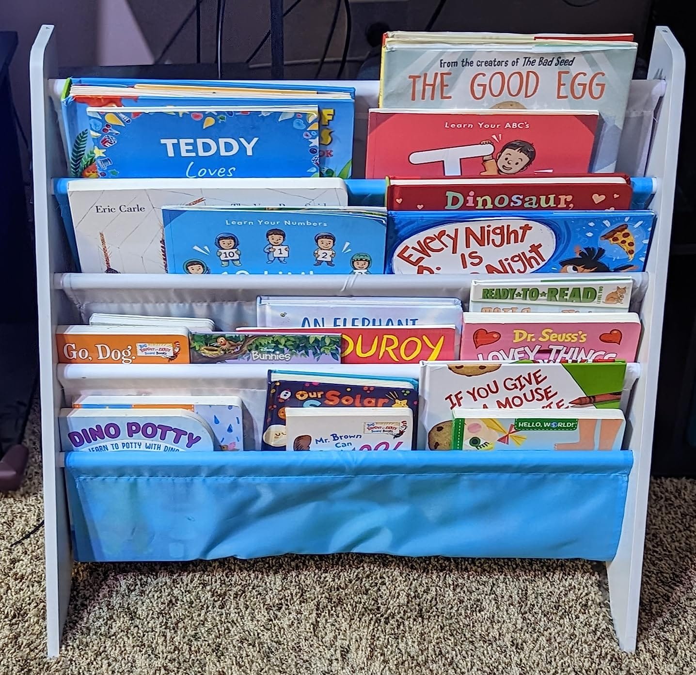 SONGMICS Kids Bookshelf, 4-Tier Toddler Bookcase, 24.6 x 9.8 x 23.6 Inch customer photo 2
