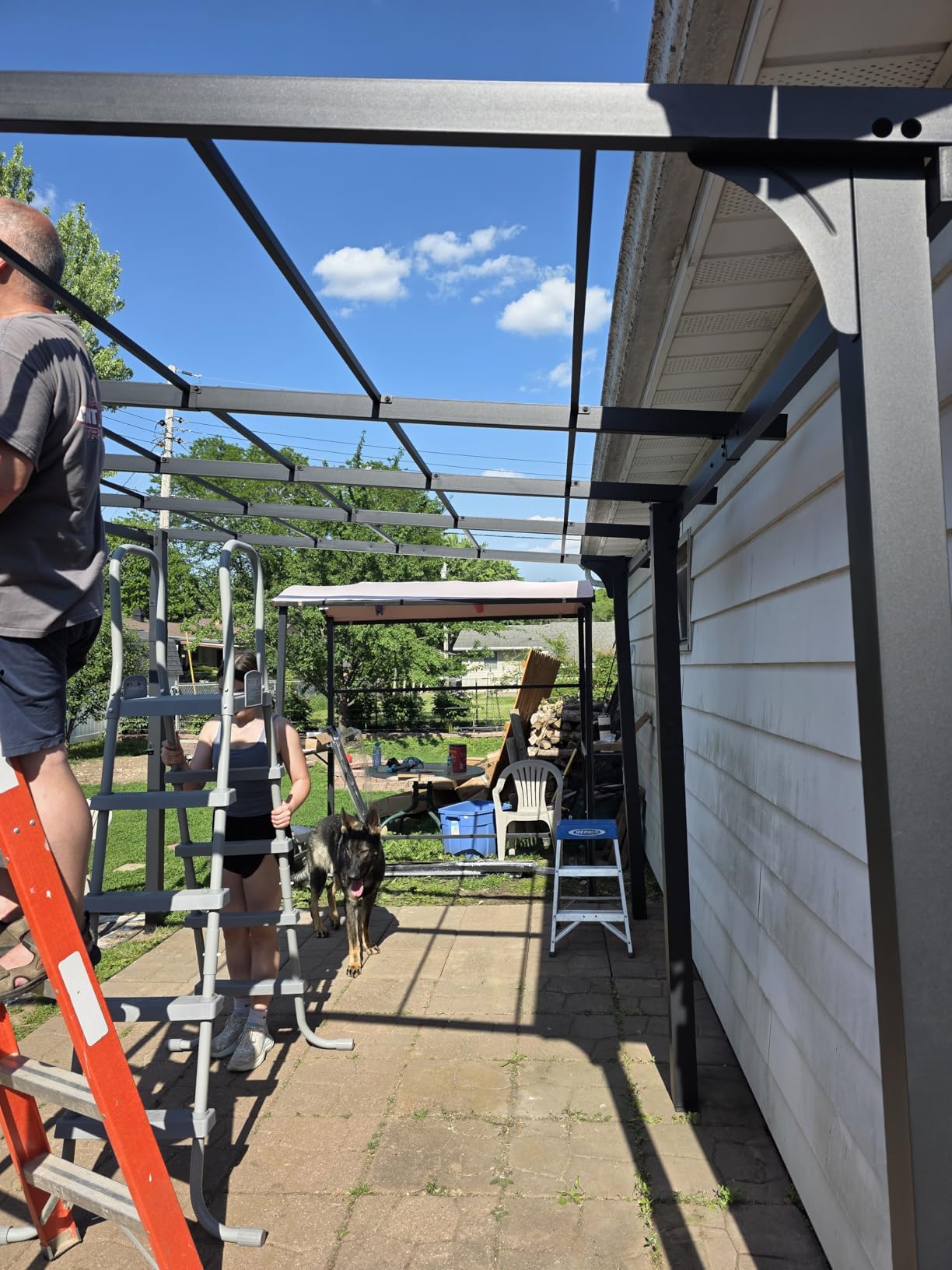 Covered Outdoor StoneCreek 10'x10' Lean to Gazebo, Wall Mounted Gazebo with Galvanized Steel Sloped Roof & Drainage Gutter, Heavy Duty Outdoor Pergolas for Patios, Backyard, Deck customer photo 1