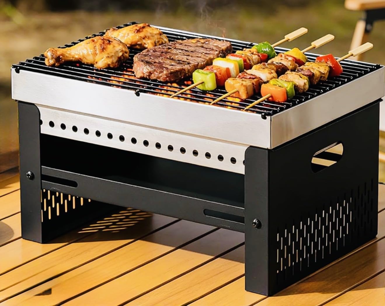 Portable Foldable Charcoal Grill, Small Tabletop Hibachi, Campact BBQ Grill customer photo 2