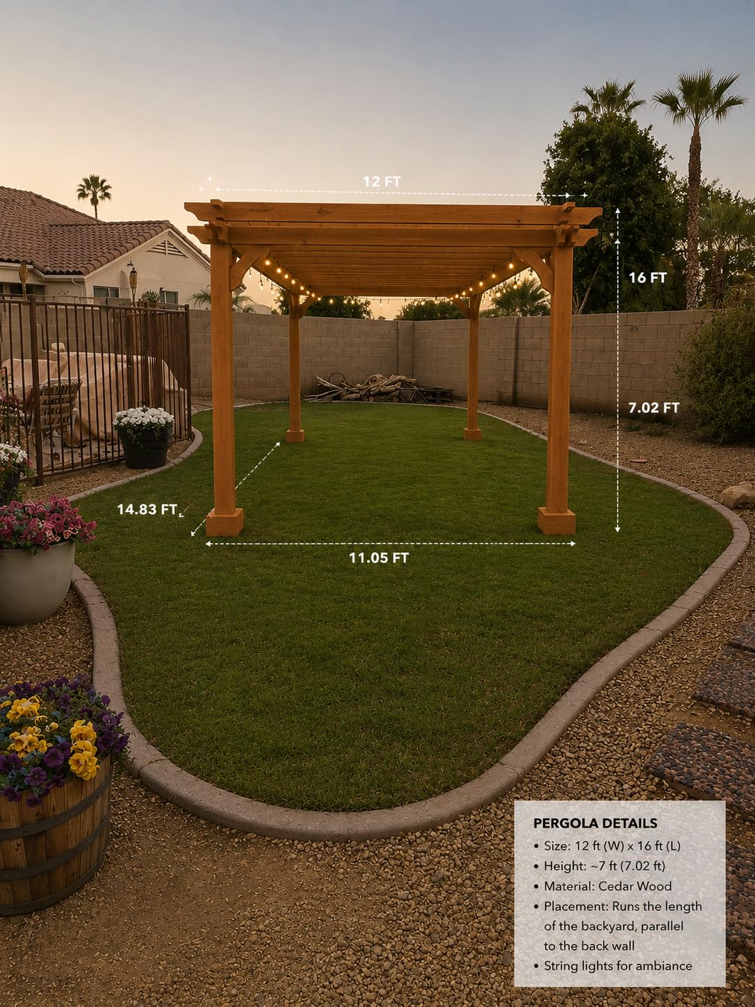 Jocisland 12x16 FT Premium Cedar Wood Pergola with Trellis Roof & Stakes customer photo 2
