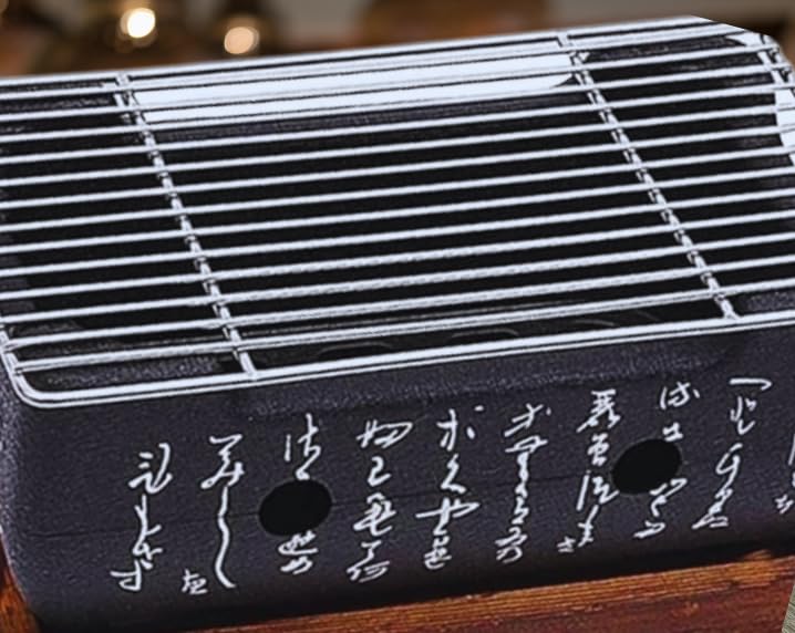 Upgraded Japanese Hibachi Grill, Portable Tabletop Yakitori Charcoal BBQ Indoor Outdoor with Wooden Base & Grill Grid - 6.7x4.73x13.6in (XL) customer photo 1