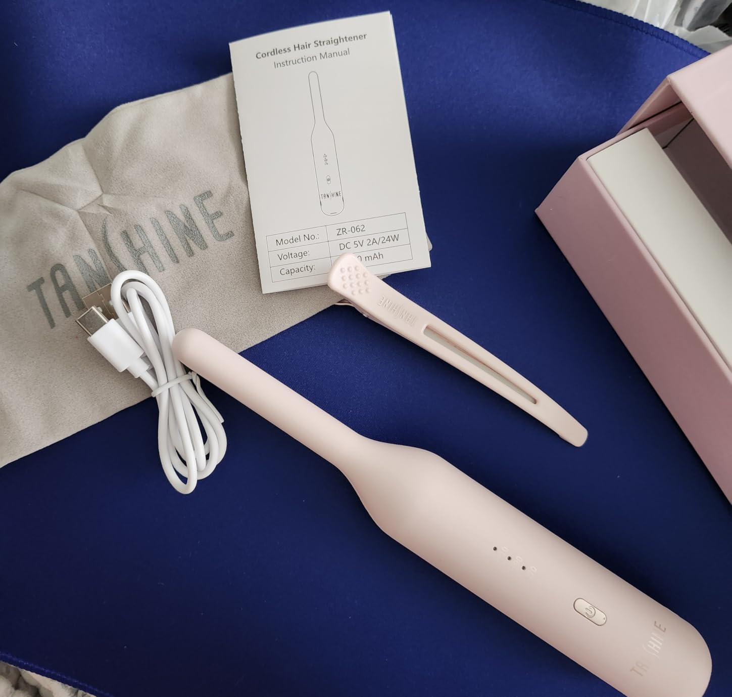 TANSHINE Cordless Mini Flat Iron for Bangs & Short Hair, USB-C Rechargeable Travel Hair Straightener with Negative Ions customer photo 2