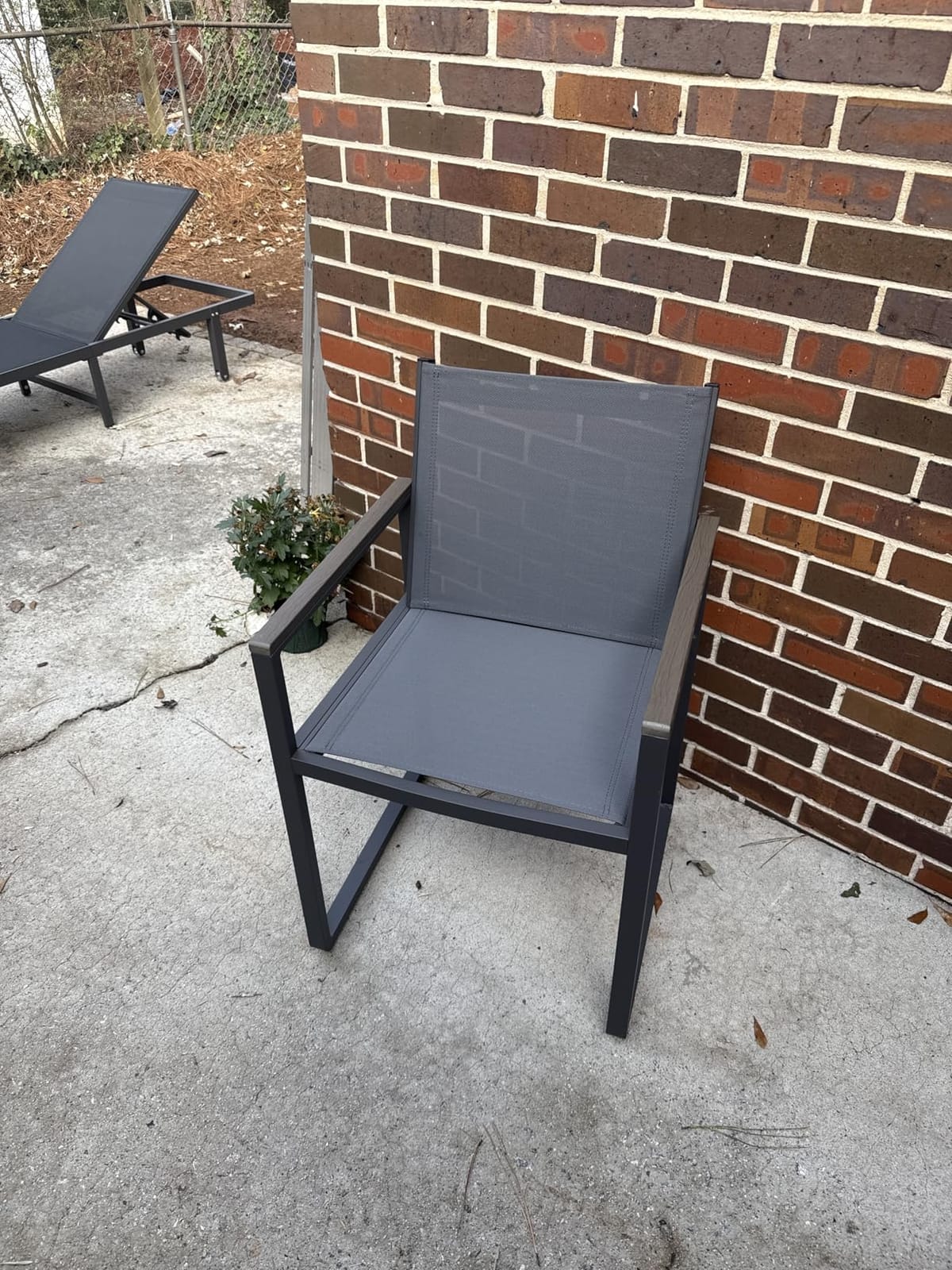 Outdoor Dining Set, 7 Piece Aluminum Patio Table and Chairs Set, All Weather Patio Dining Furniture Set with Umbrella Hole for Backyard, Deck, Poolside (Gray-Teak) customer photo 2