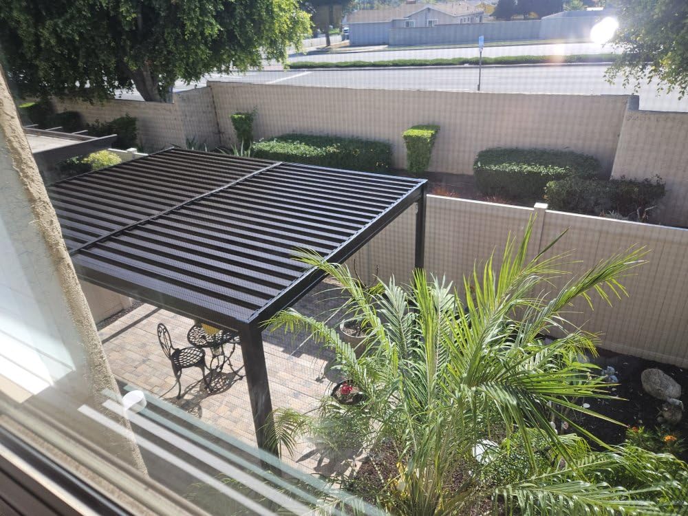 Domi Louvered Pergola 10x20, Outdoor Metal Pergola, Light Grey customer photo 2