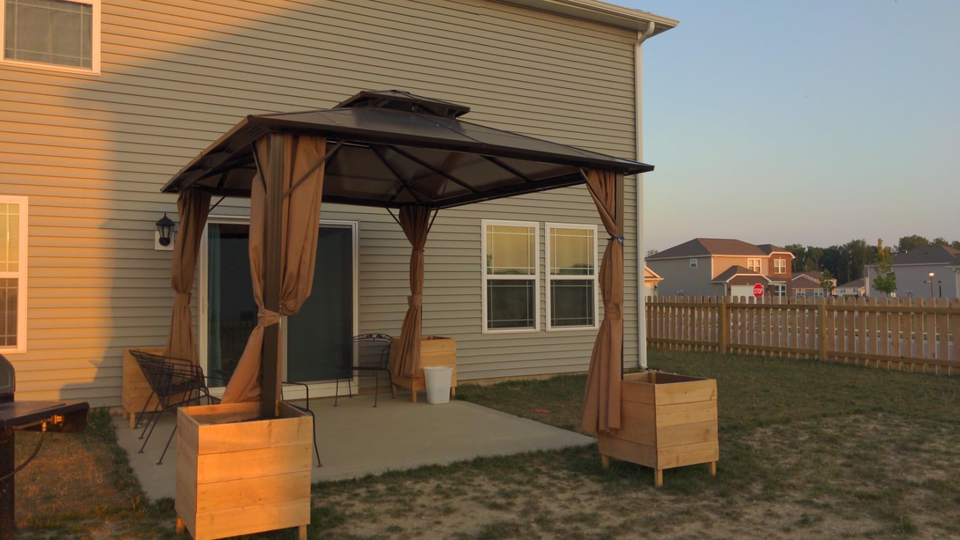 Aoxun 12'x10' Hardtop Gazebo with Hanging Lights, Gray customer photo 1