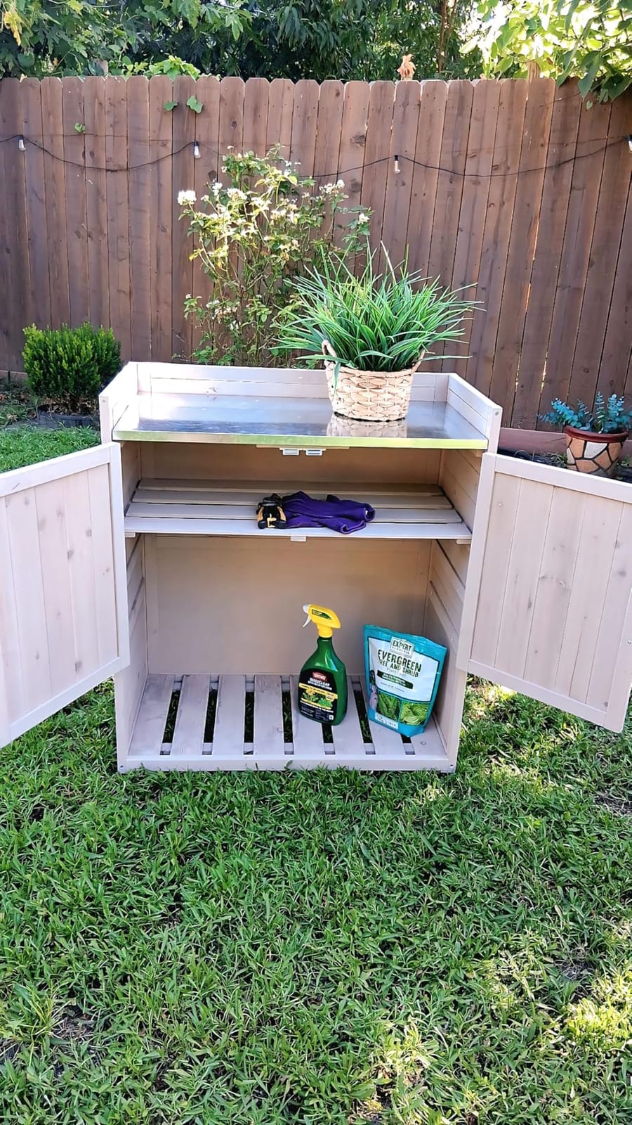 AECOJOY Outdoor Storage Cabinet Waterproof with Shelves and Firewood Rack customer photo 1