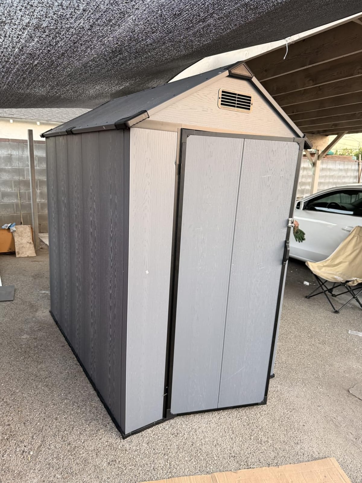 Aoxun 4×6 FT All-Weather Resin Storage Shed, Dark Gray customer photo 2