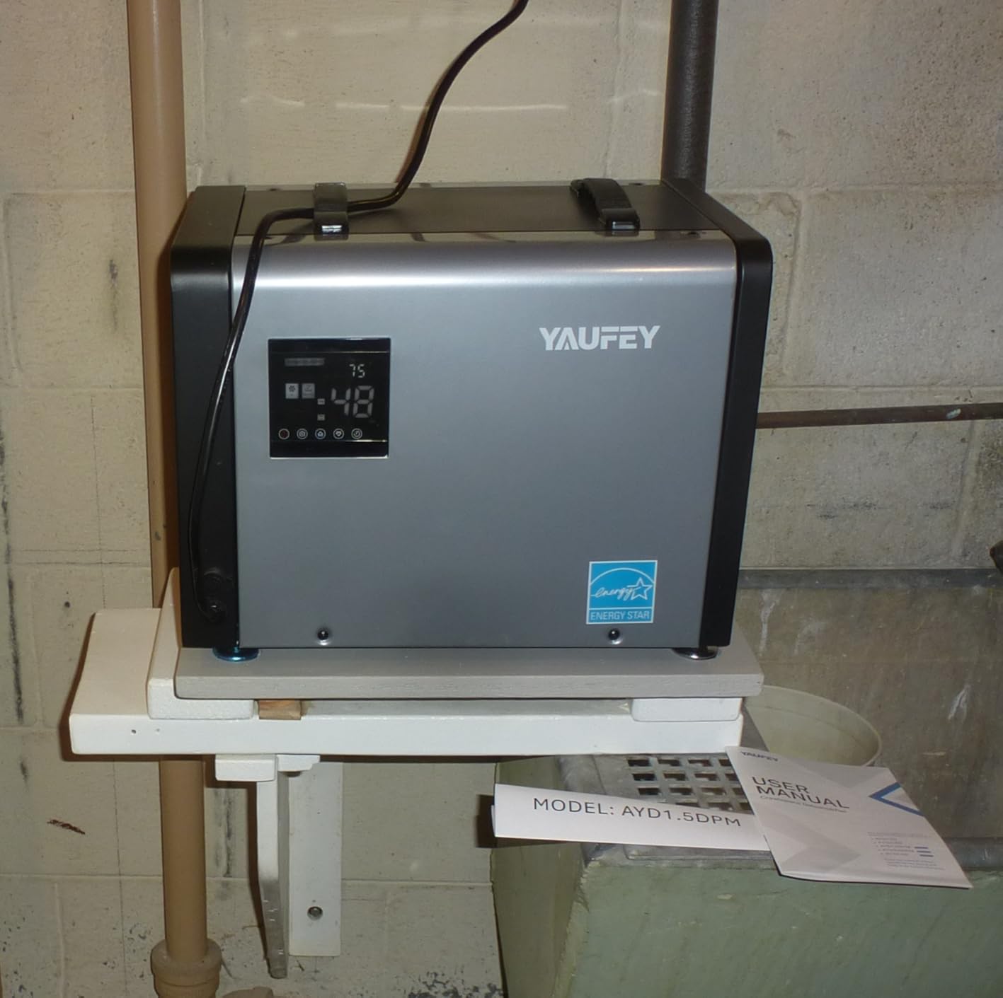 Yaufey 70 Pints Energy Star Commercial Dehumidifier with Drain Hose for 5000 Sq. Ft. Crawl Space, Basement, Industrial, 10-90% RH Humidity Control, 24/7 Continuous Drainage,TUV Certified,5-Yr Coverage customer photo 1